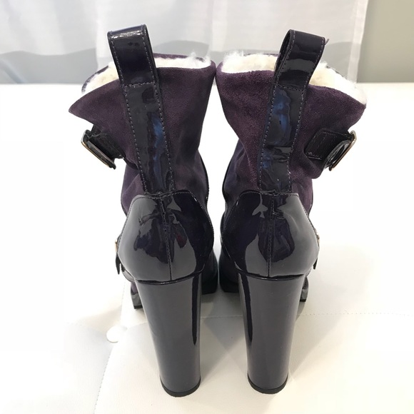 RED VALENTINO Suede Purple Shearling Booties Sz 40 - Picture 5 of 7